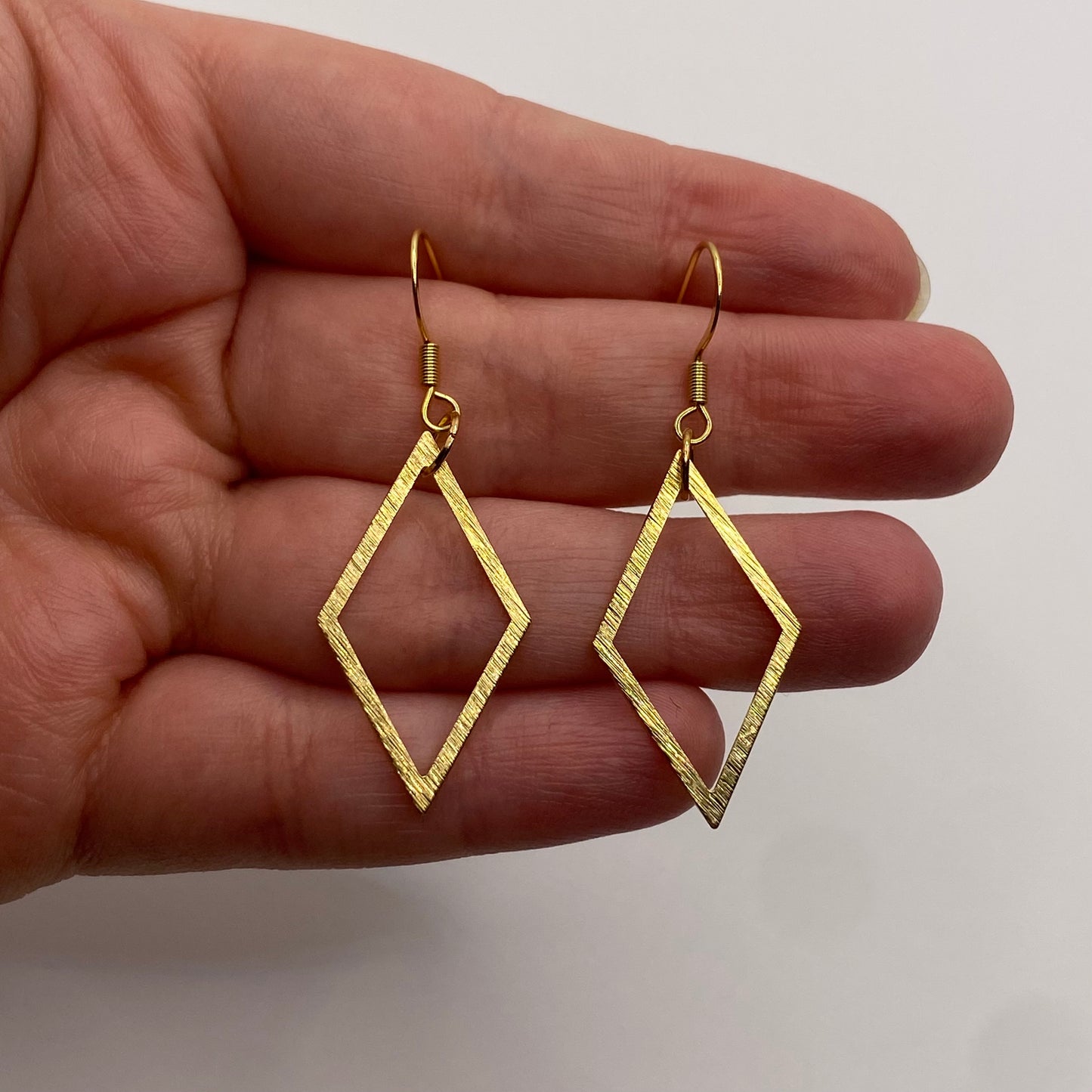 Hollow Diamond Shaped Brass Earrings