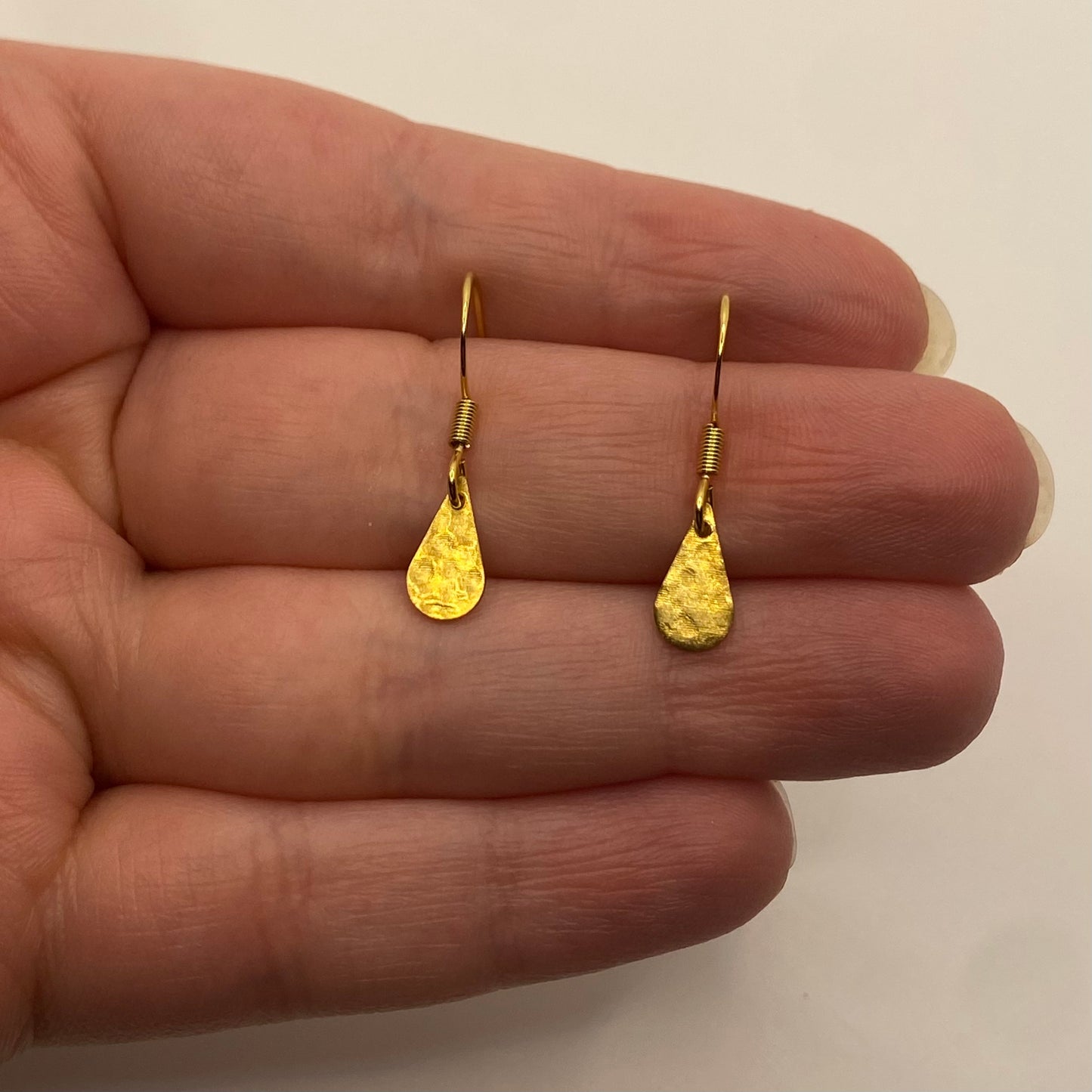 Hammered Brass Raindrop Earrings