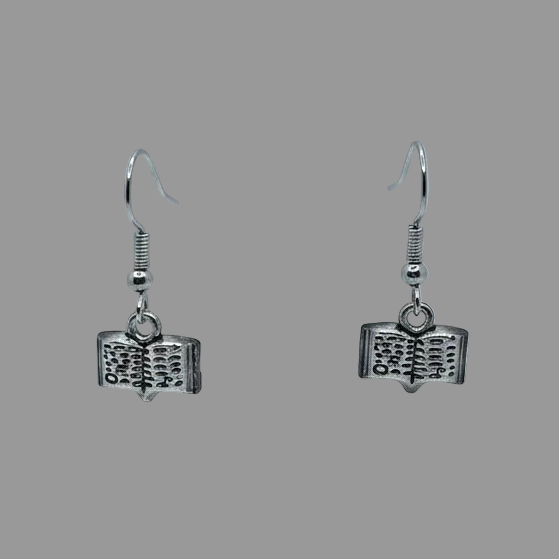 Silver Book Earrings