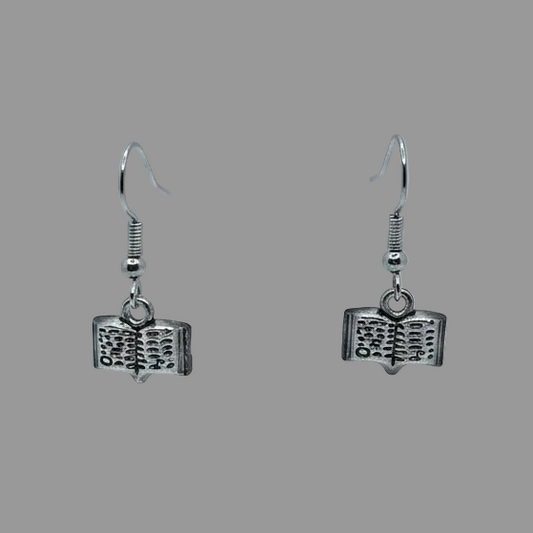 Silver Book Earrings