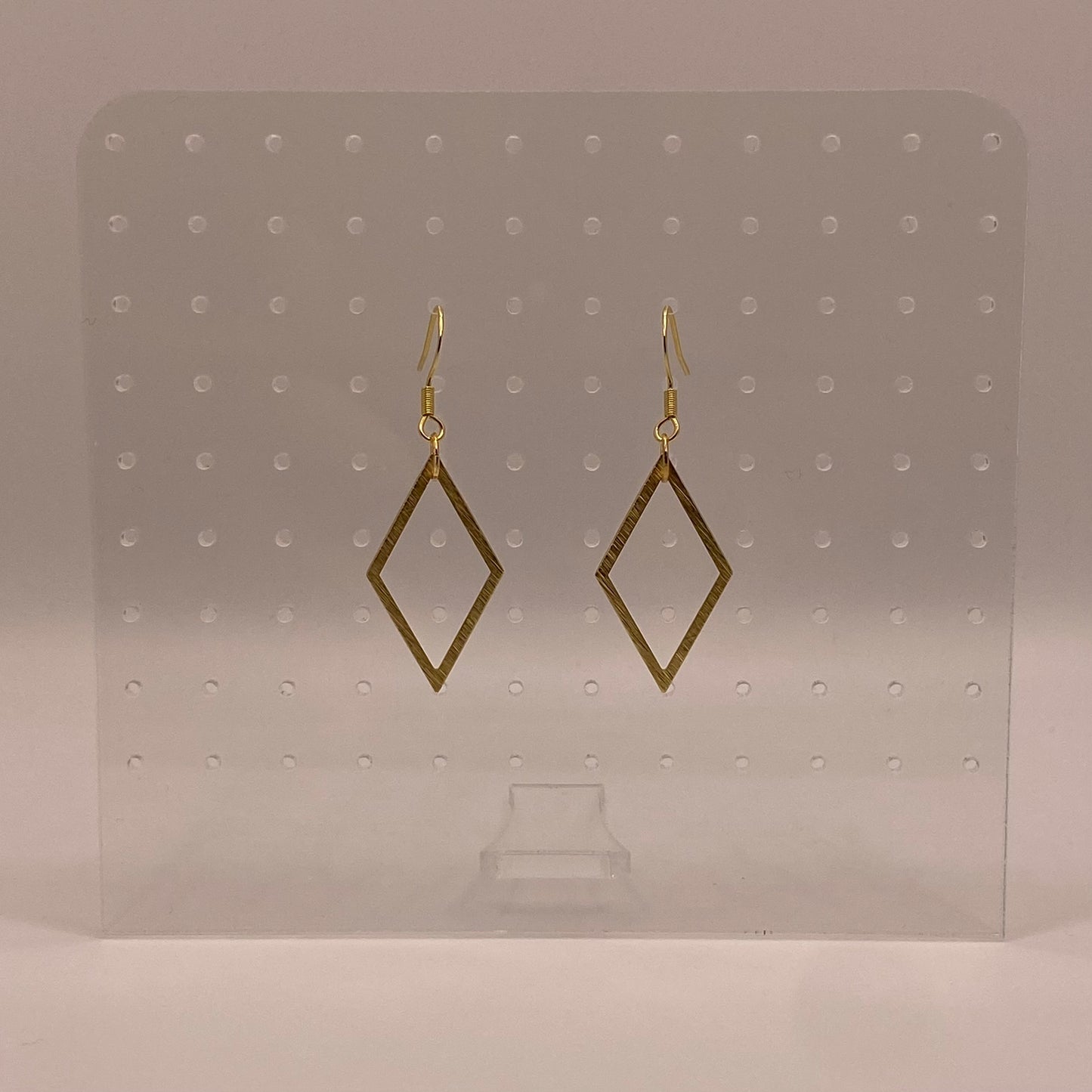 Hollow Diamond Shaped Brass Earrings