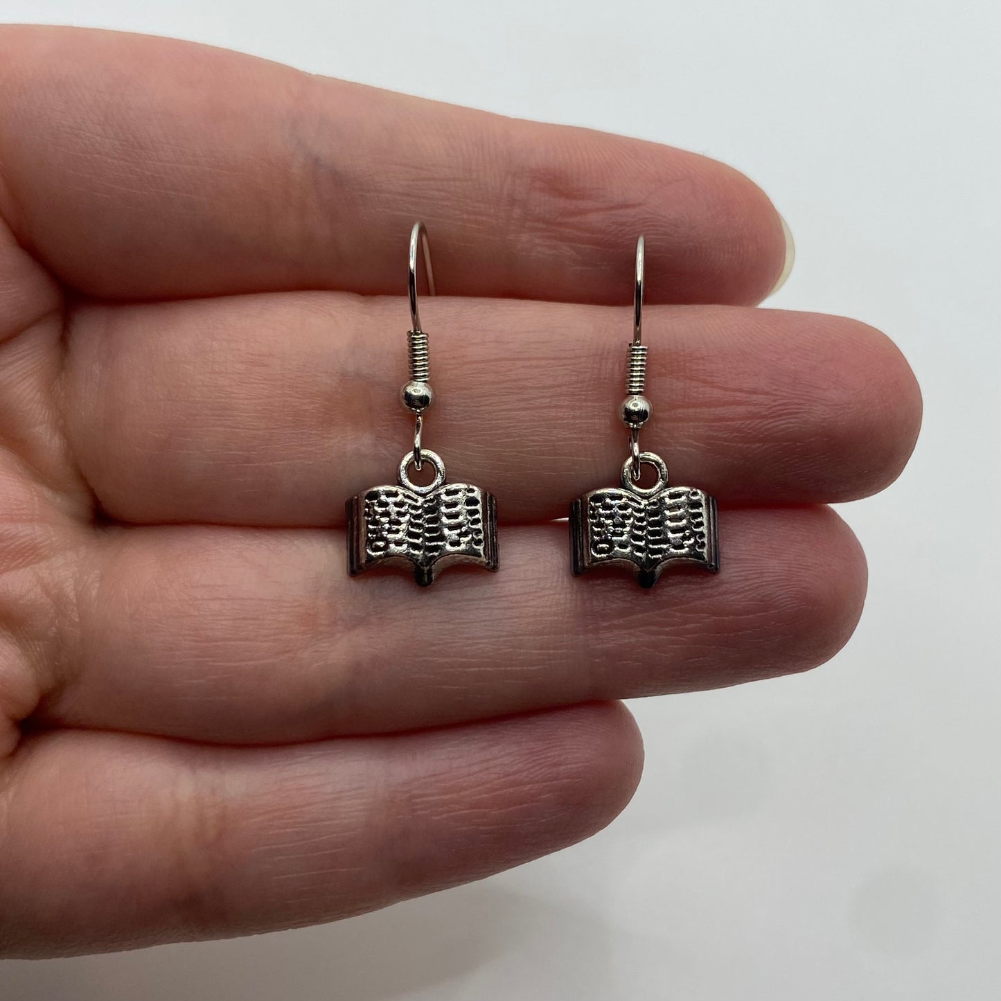 Silver Book Earrings