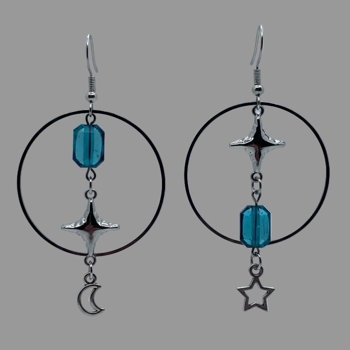 Moon & Star Hoop Earrings