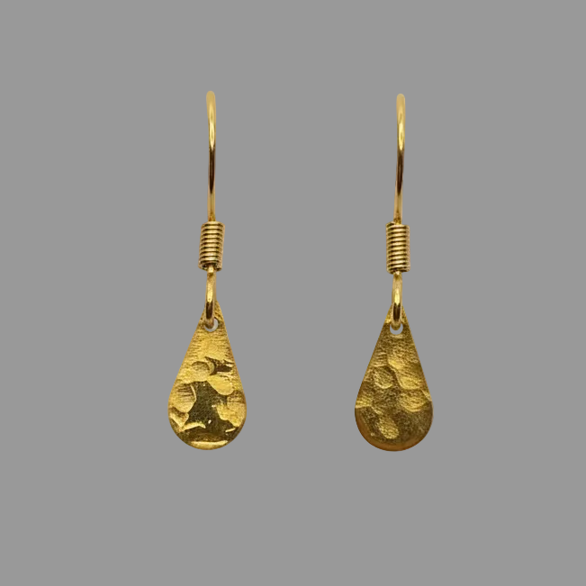 Hammered Brass Raindrop Earrings