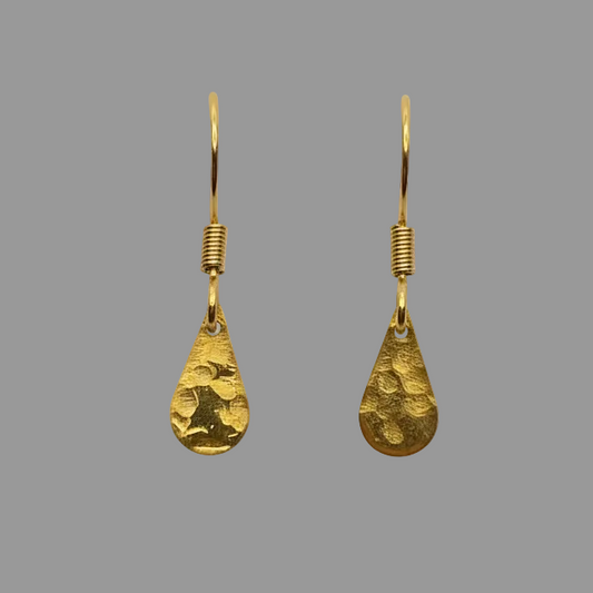 Hammered Brass Raindrop Earrings