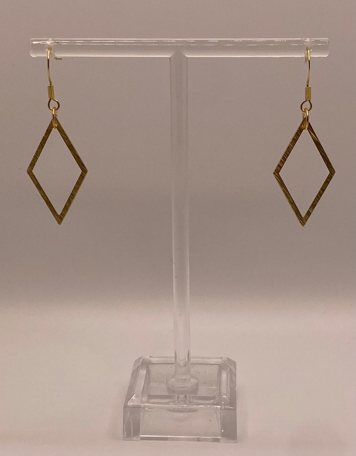 Hollow Diamond Shaped Brass Earrings